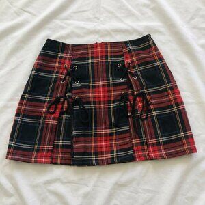 LIP SERVICE Y2K Mall Goth Punk and Disorderly red/black tartan mini skirt